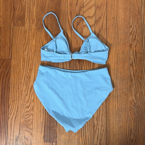 Andie Bikini Set Santorini Top High Rise Bottom Sky Blue size small NWT - Picture 10 of 10
